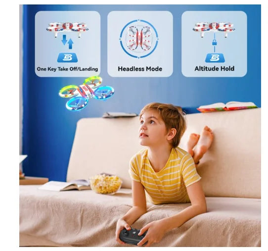 HQ051 RC Glow Drone Indoor Kids Kids, Mini Bezgar 2.4GHz Stunt Boys, Drone for Refurbished Drone, White up Drone Stunt for Drones
