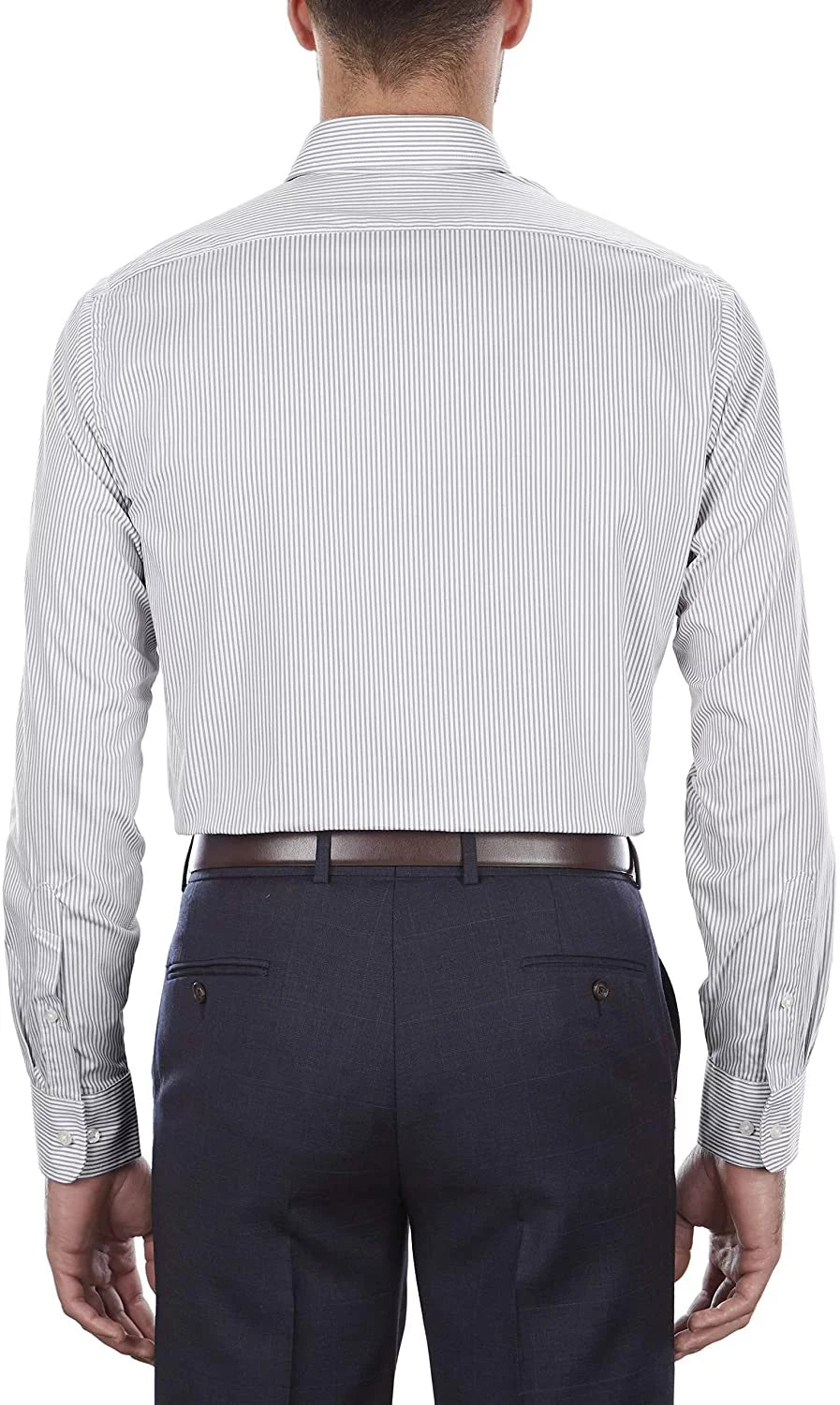 Regular Pinpoint Iced Shirt Heusen Grey 34-35 Sleeve Fit 16.5 Neck Mens Van Dress Stripe
