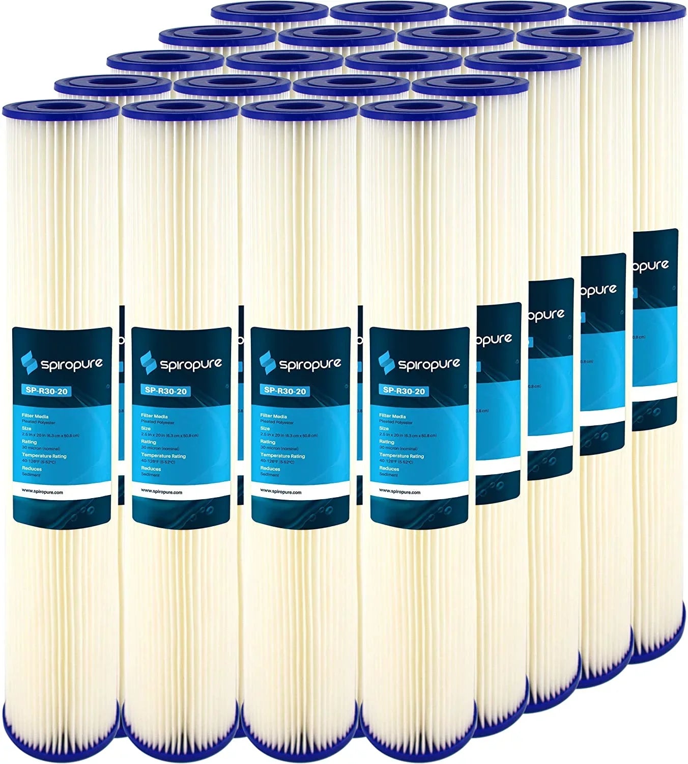 Pleated SpiroPure 30 Micron 155416-43 20x2.5 SPC-25-2030 Filter of Cartridge Sediment Polyester 20) Water SP-R30-20 R30-20 (Case