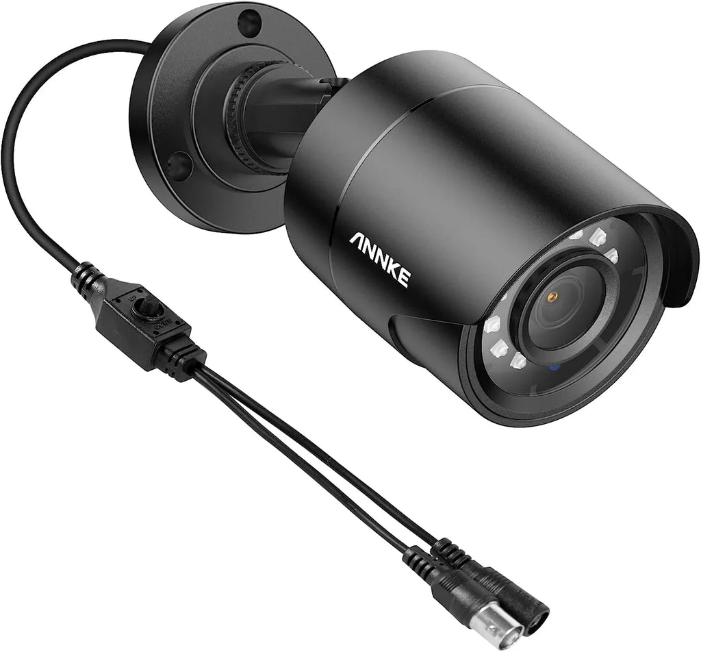 Camera CCTV Security Wired Camera (Power Indoor/Outdoor Included) Analog Bullet Adapter 100ft ANNKE On Add Use, for 4-in-1 1080p AHD/TVI/CVI/CVBS, Black Vision Surveillance Cam, Clear - Not E200 Video Night