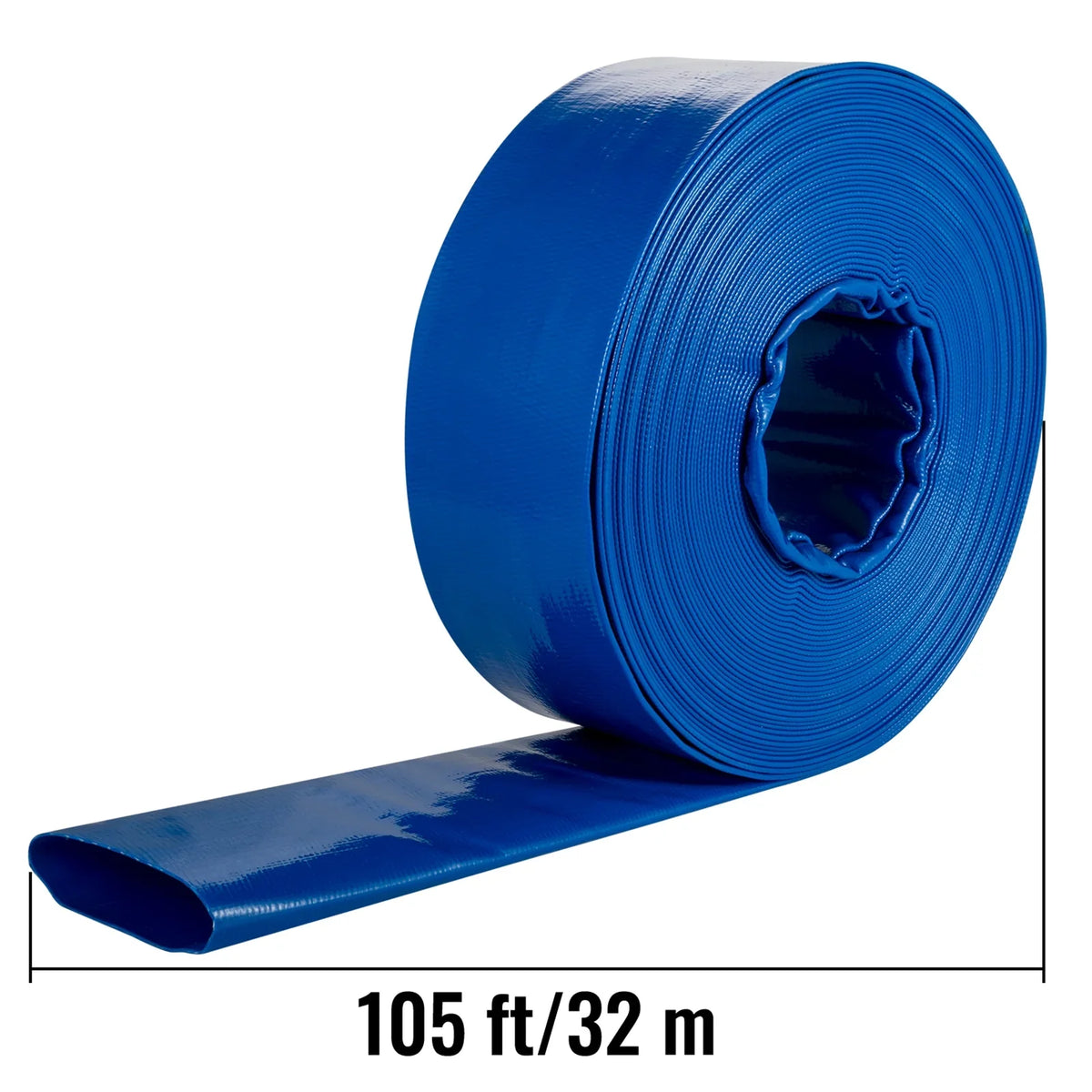 Transfer, Swimming Clamps, 2" Duty Hose Drain Flat 105', PVC Discharge Weather-proof Water Lay with Heavy for & Fabric Backwash BENTISM Ideal & Pool Blue x Hose, Burst-proof, Hose,