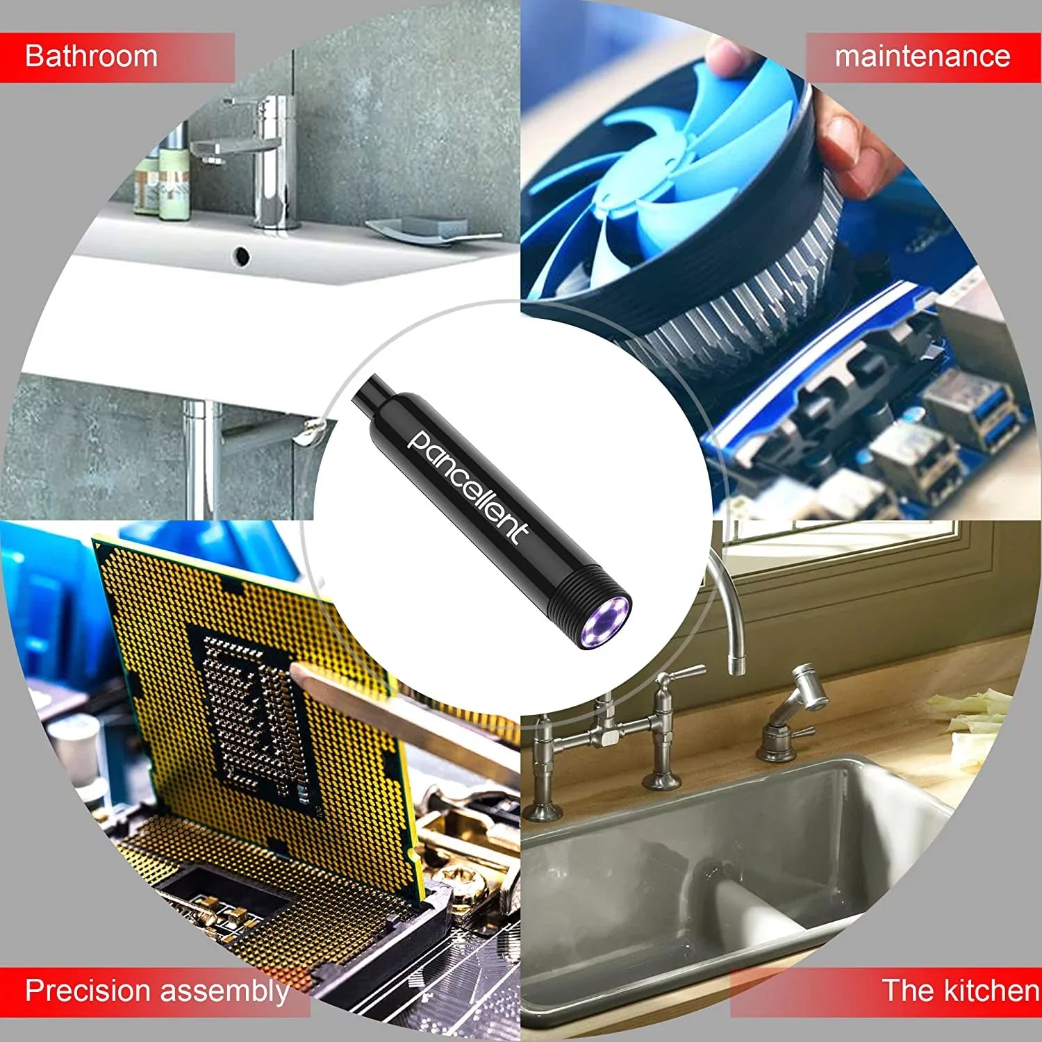Borescope LED (5 Inspection Endoscope Light HD Camera PC Metes,16.5 for 1200P Ipad iPhone 8 FT) Table Smartphone Camera Wireless Snake WiFi Android Cable Rigid with Pancellent