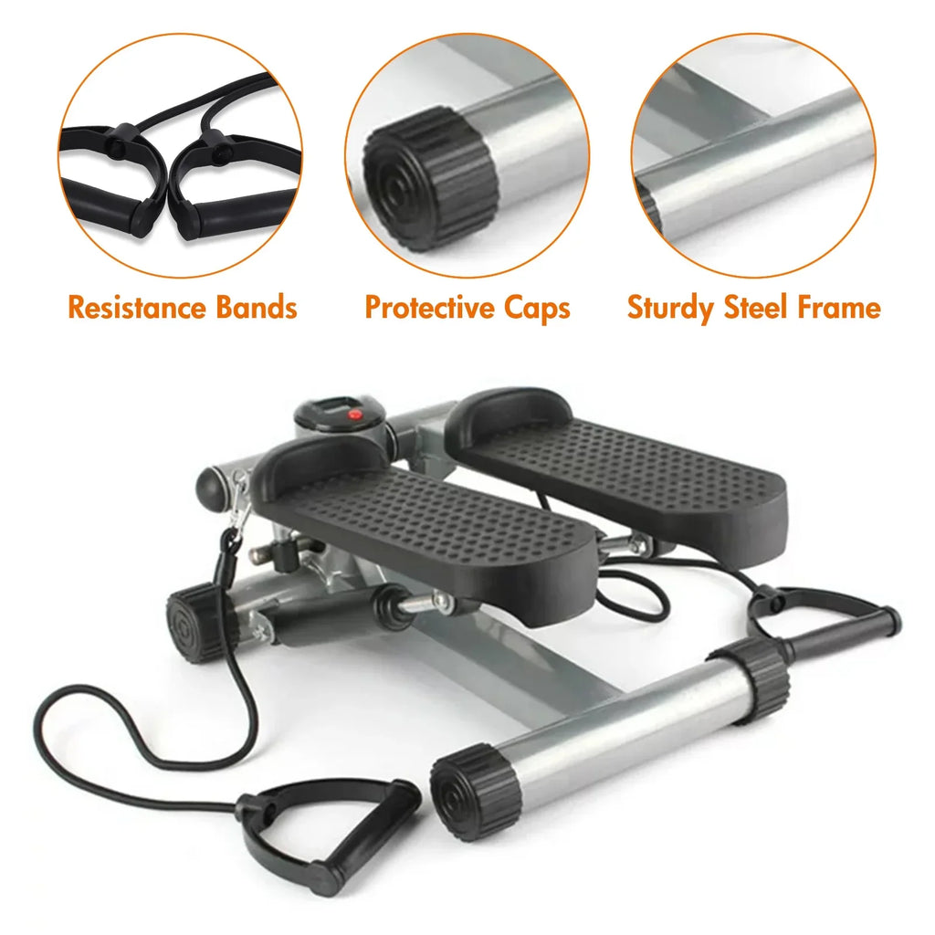 Exercise, Cardio Stepper with Stride Stepper Height Resistance Mini Stepper Equipment Gray for Bands, Stair Adjustable