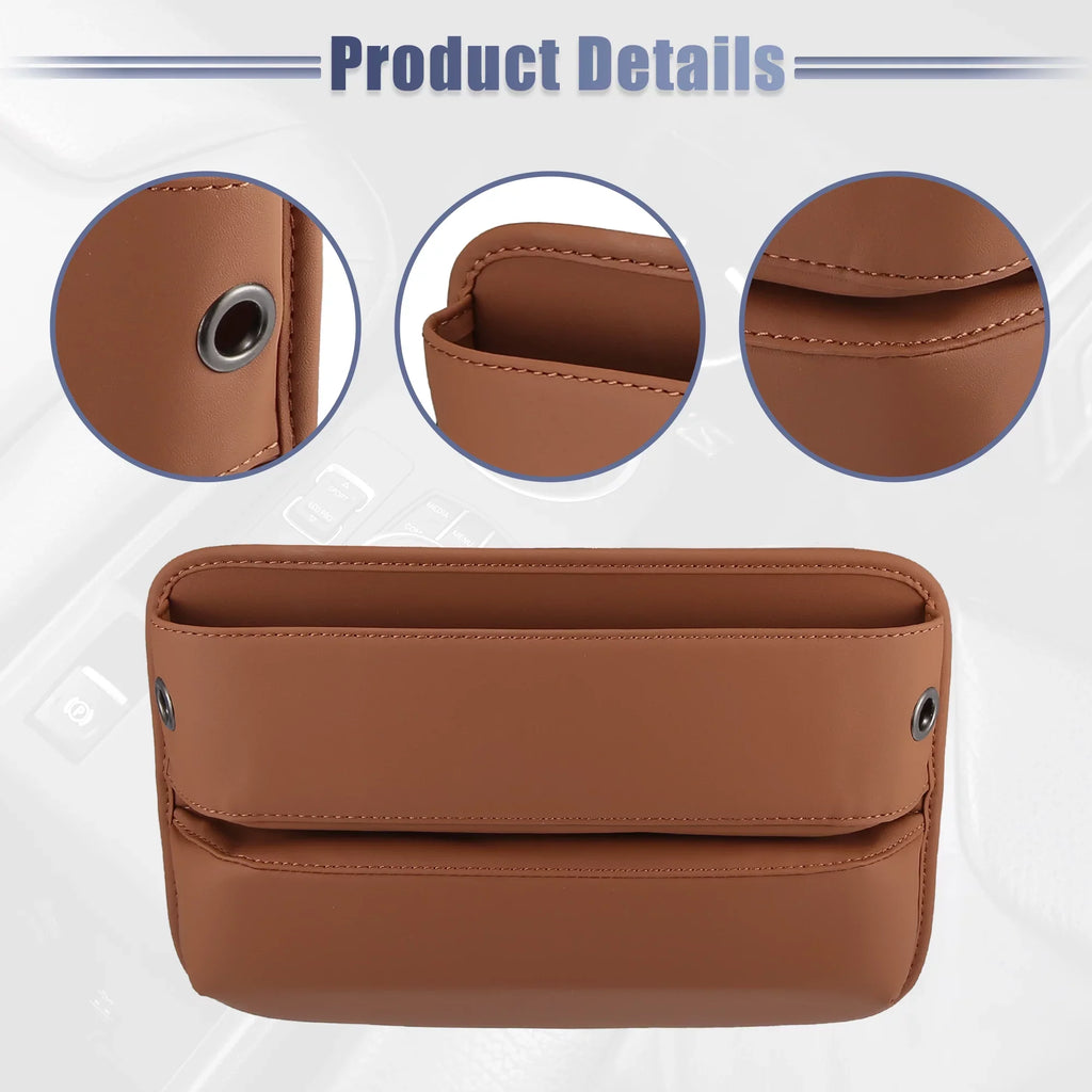 Box Car 2pcs Seat Side Organizer Filler Gap Car Brown Seat Storage Multi-function Console Pocket