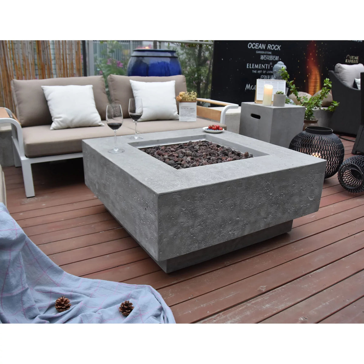 Natural Manhattan Gas Table 45,000 Outdoor Concrete Elementi BTU Fire