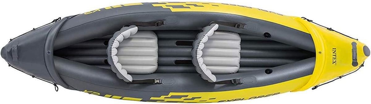 Pump – 400lb Aluminum 86in Deluxe K2 68307EP SuperStrong Kayak Explorer Capacity Seats Inflatable with PVC and YUNWEN Oars Includes Set: 2-Person – High-Output Weight – Adjustable Backrest –