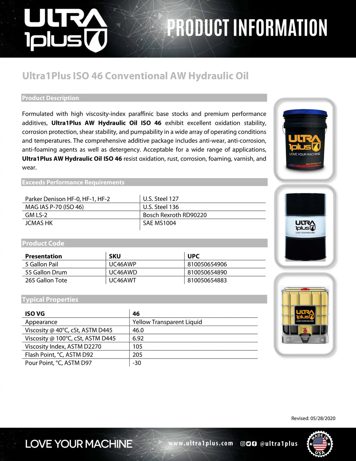 46 Pail AW Conventional ISO Hydraulic Gallon Oil Ultra1Plus™ | 5