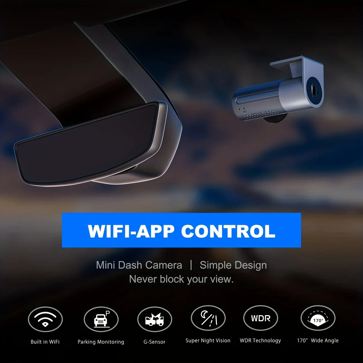 MAX Built-in Night Smart Cam 1440P Car VVCAR Dash Camera Vision 2K APP Loop WiFi A1-2K Recording Support G-Sensor 128G Control