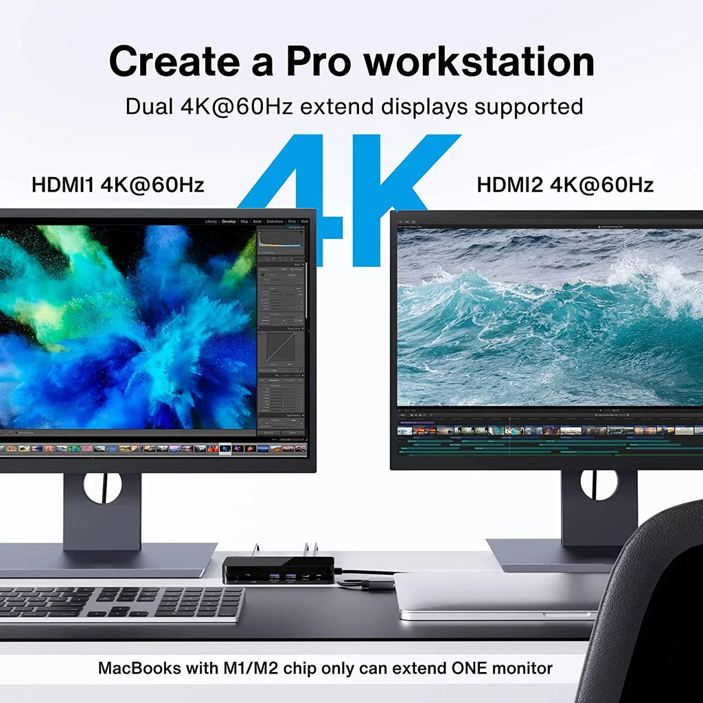 Station USB Pro MacBook 4K@60Hz Dual 2 12 in Docking iVANKY Adapter, 180W C VCD03-US Station Power