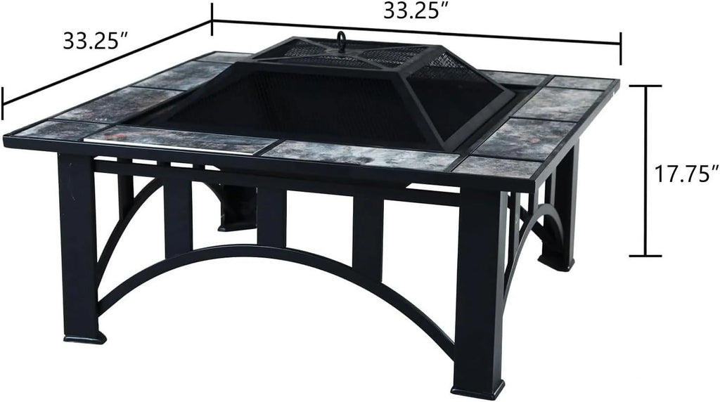 Screen Fire Tabletop and Patio Burning 35'' Tables Heating, Poker Bonfire,Camping,Outdoor Tile for Outside for Grand Wood Spark Pits Patio Square Marble with Fire