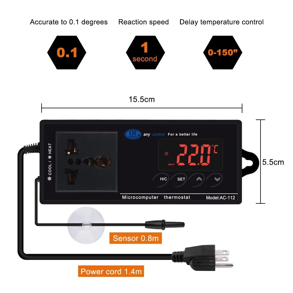 for Digital & Cooling Freezer, 40℃~110℃ House with Brewing, Reptiles Chest Thermostat Outlet, Anself Temperature Incubation, Controller Mode Home Heating Green