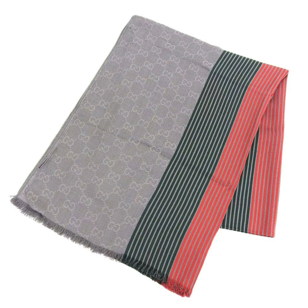 (Good) Stole Men,Women Silk Gucci Cotton Gray,Green,Red Color Pre-Owned
