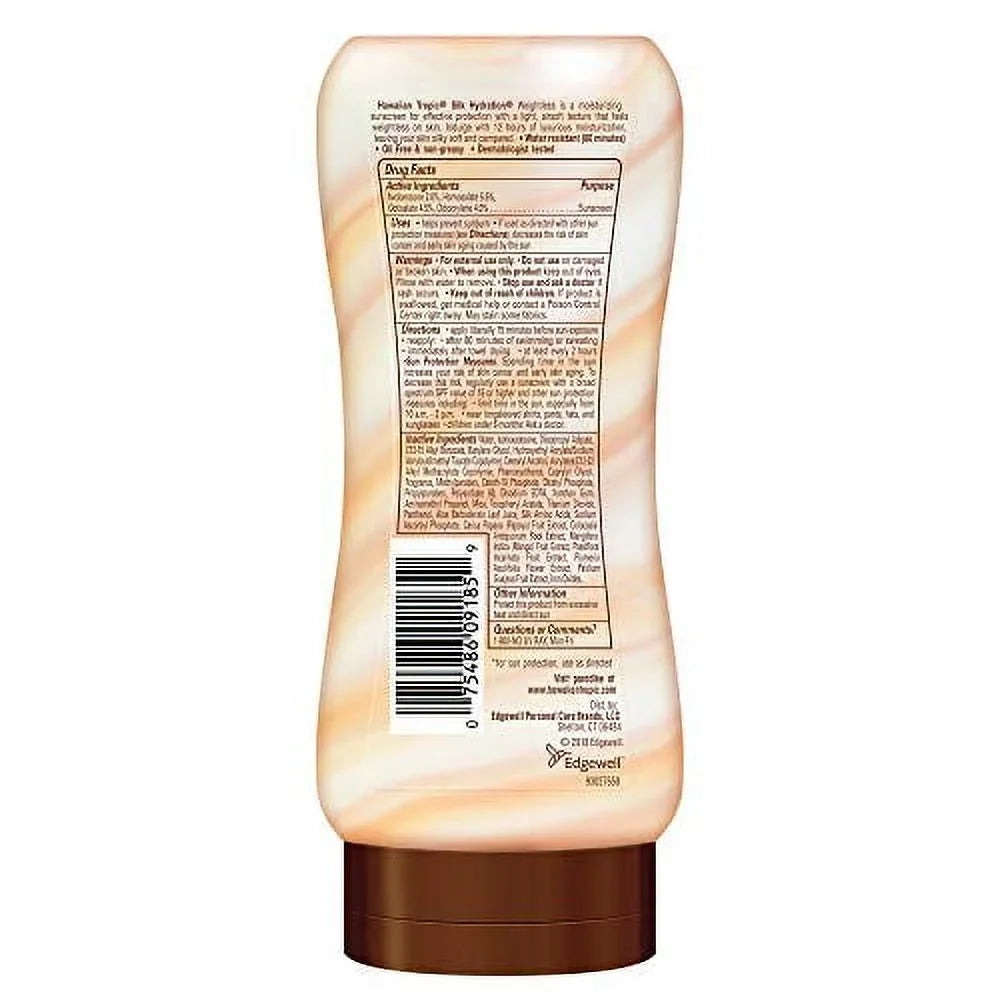 Sunscreen Tropic 6 Silk Fl SPF Oz, Lotion, Broad Spectrum Twin Pack Hawaiian Hydration Weightless Moisturizing 30 Sunscreen,