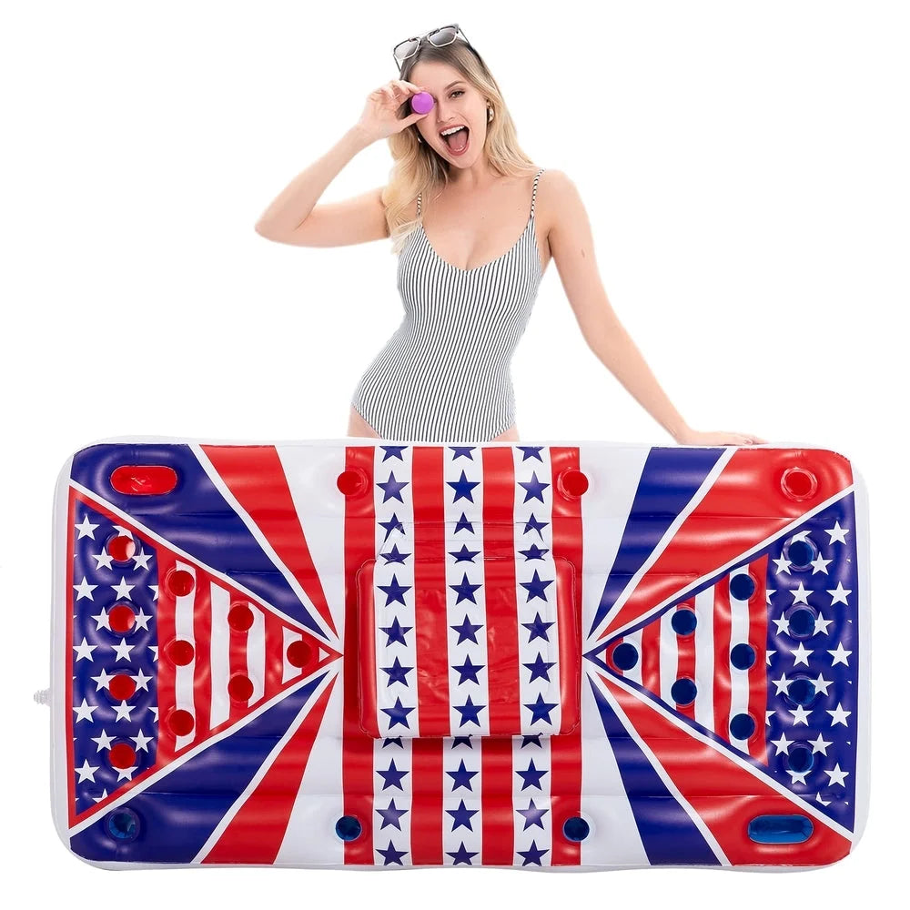 Float Cooler Floating Built-In with Beer Flag Pong American