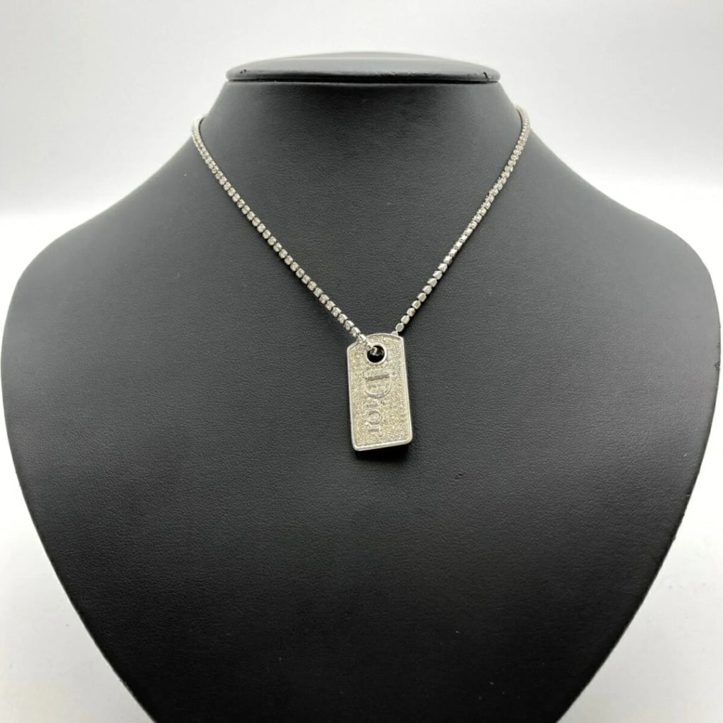 Pre-Owned Necklace Rhinestone Silver IT1TZZH18V36 Color Christian Plate Women's (Good) Dior