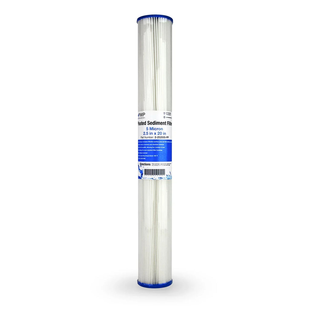 Sediment 25 Water Pack Filter Poly 5 20x2.5" Pleated micron Cartdrige