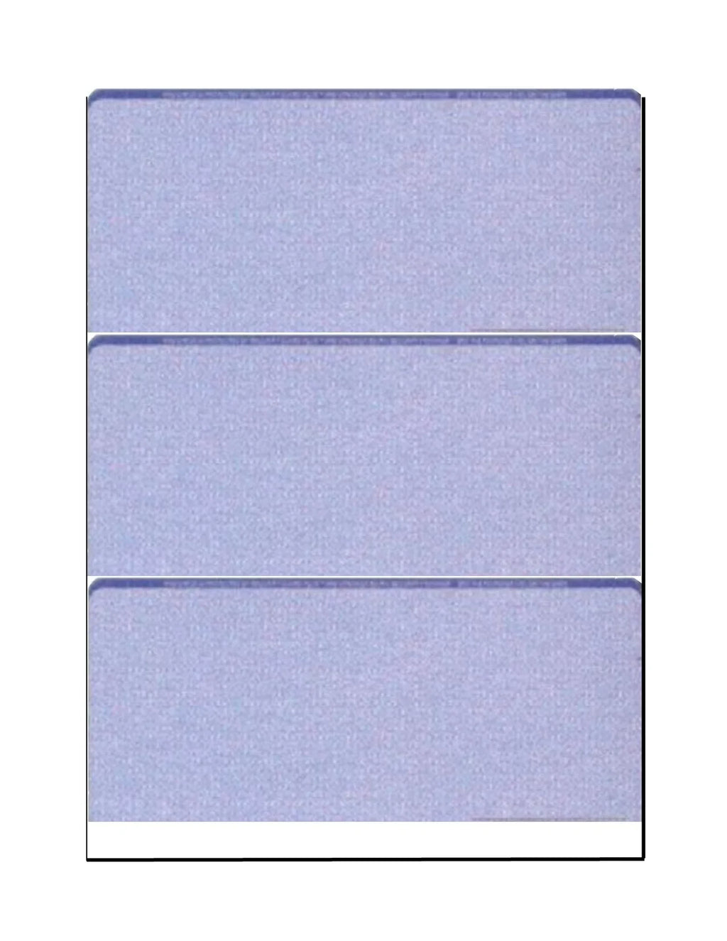 Paper, Features Security 12 Pattern, 3-Up OF Blue 11", x Checks, w - 100 with Complex Zapco Background Microperfed SHEETS 8-1/2" PACK Check High-Security