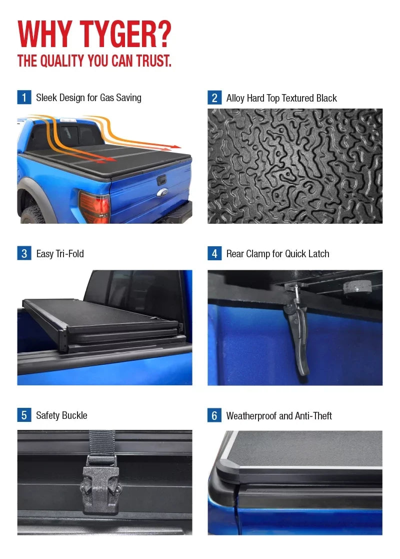 T5 Aluminum 2014-2021 TG-BC5T3432 Compatible | Truck Tonneau Toyota Bed Tundra | with Cover Tyger | Alloy 5.5' Hardtop Bed Auto