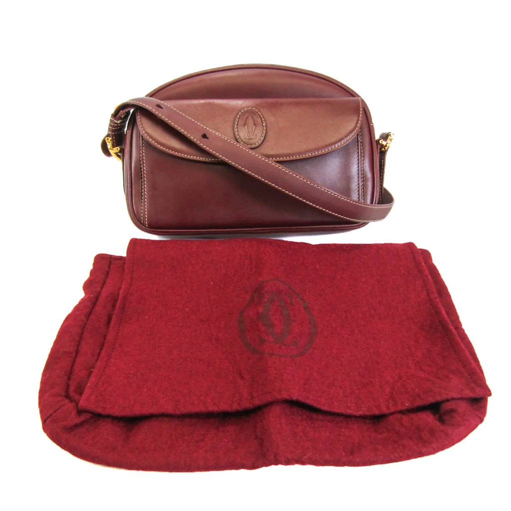 Bordeaux Cartier (Good) Must Leather Bag Women's Pre-Owned Shoulder