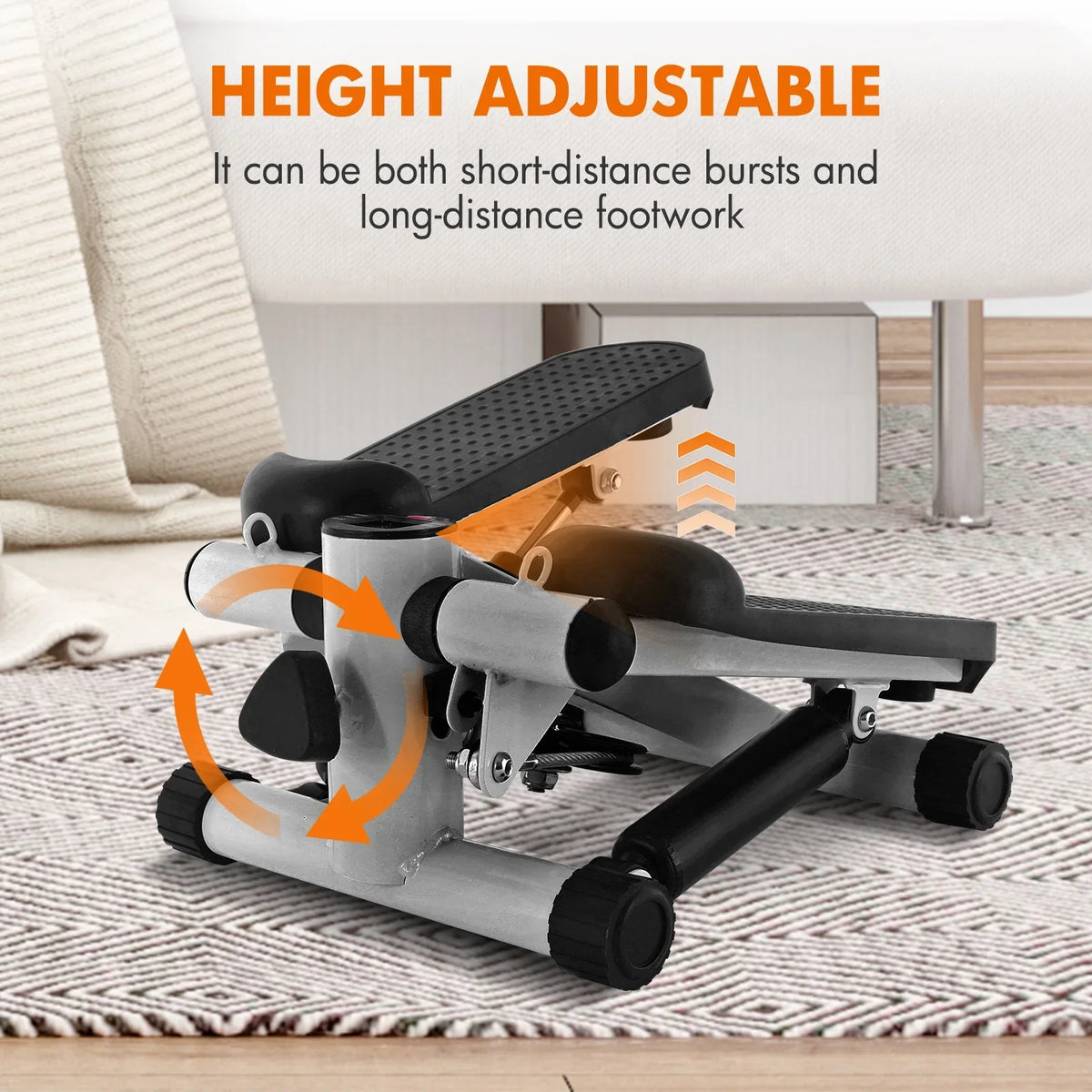 Exercise, Cardio Stepper with Stride Stepper Height Resistance Mini Stepper Equipment Gray for Bands, Stair Adjustable