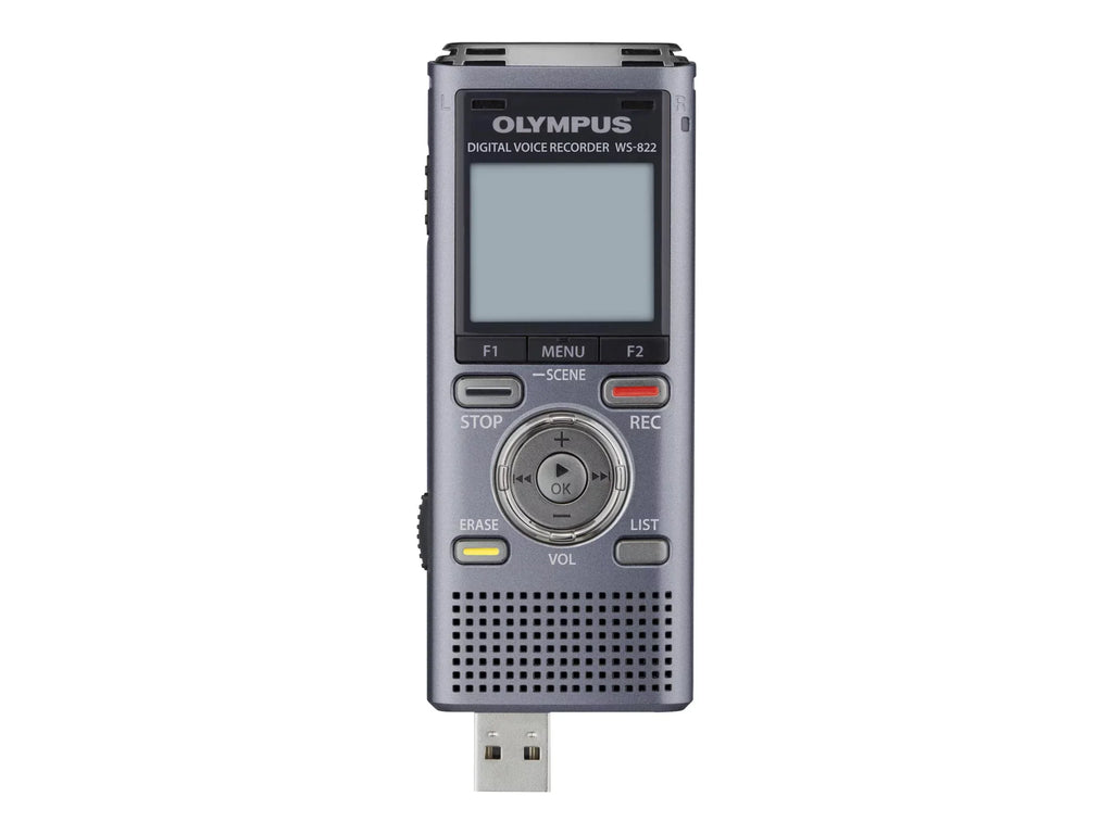 Gray Digital 4GB Voice Recorder, WS-822 Metallic, Olympus
