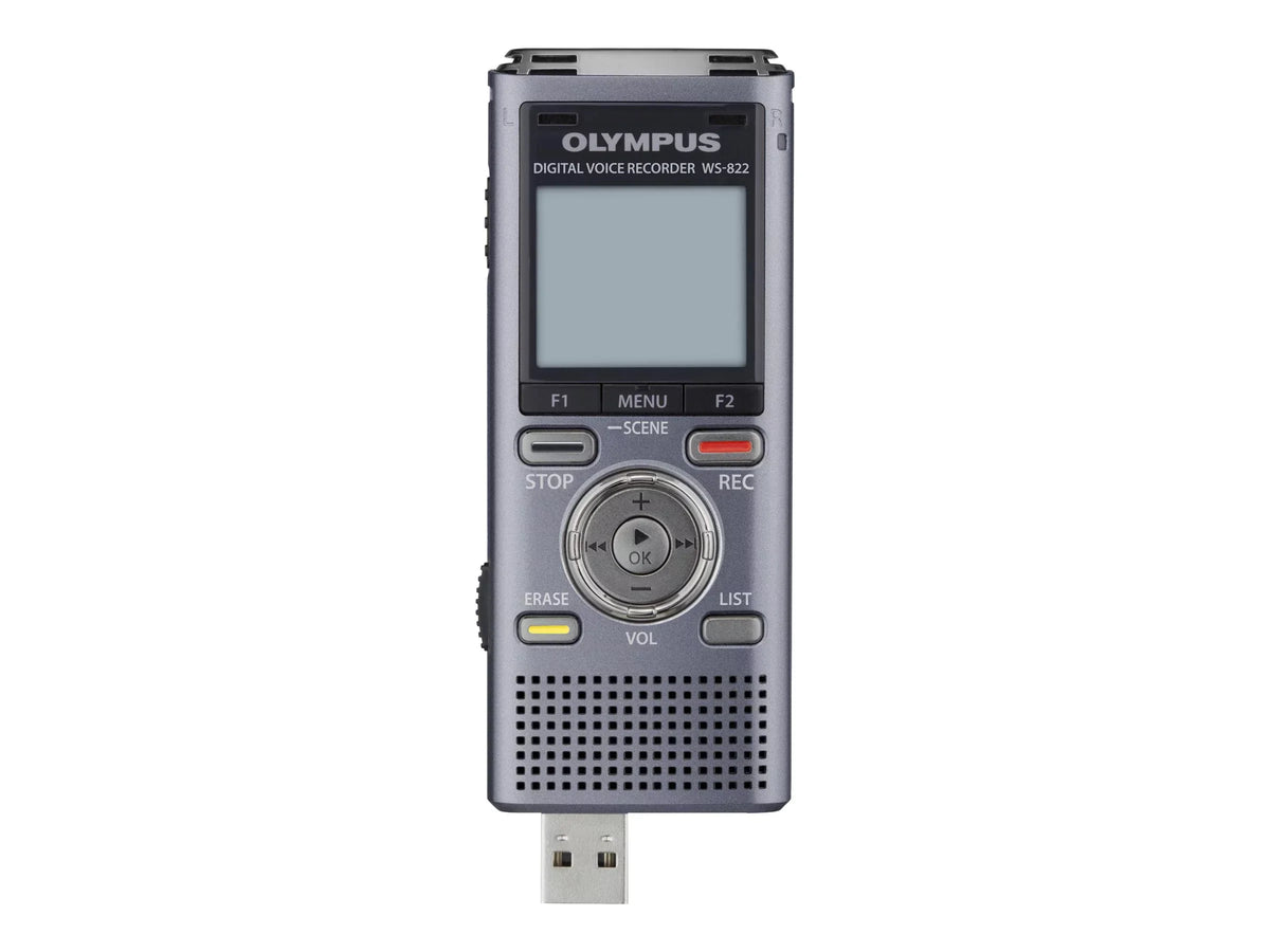 Gray Digital 4GB Voice Recorder, WS-822 Metallic, Olympus
