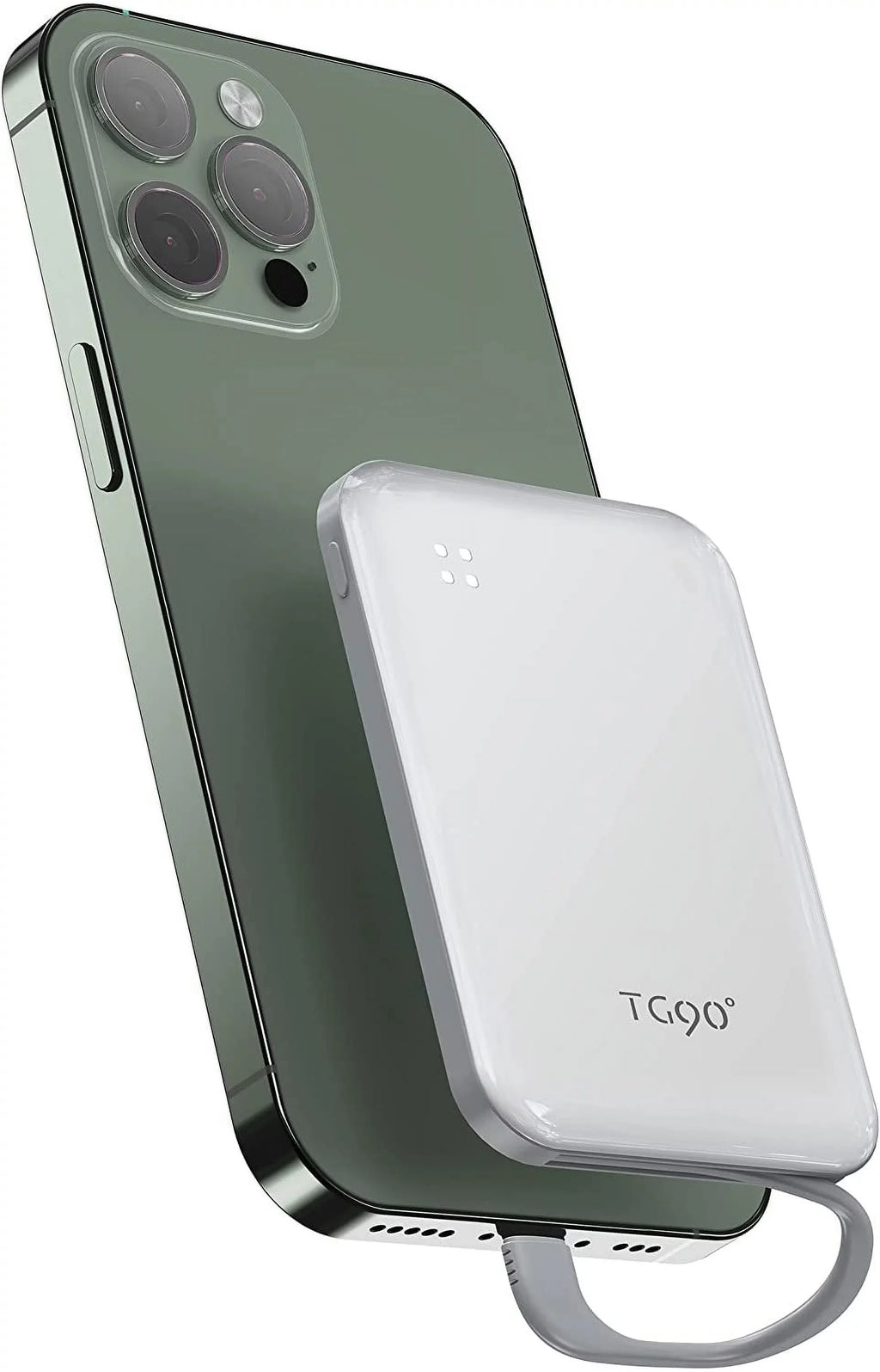 Portable Compatible Bank and 13/13 Cable, Small with Pro Max/X/XS/8/7/6/SE Mini Built-in Charger More Pro 4500mah Phone Max/12/12 Charger Portable with White Power Pro Max/11/11 Cell TG90 iPhone