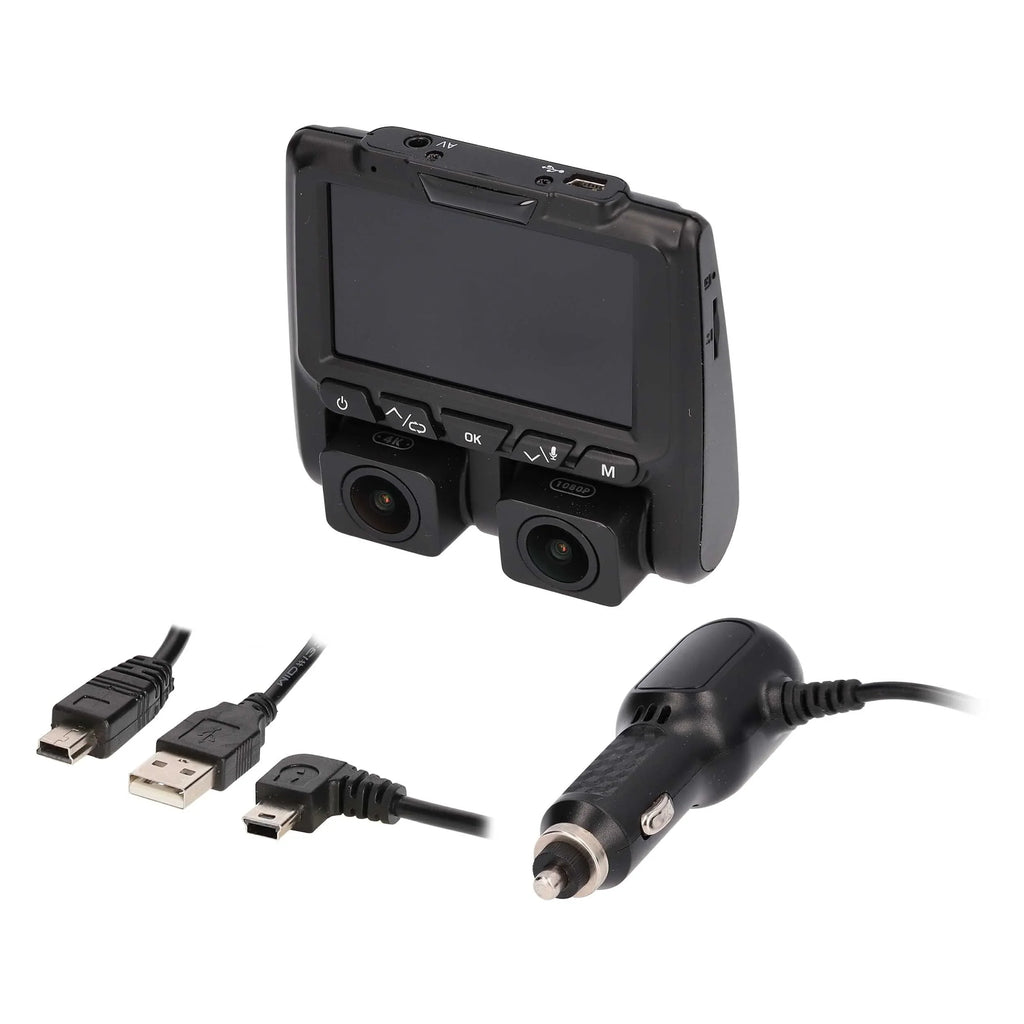 w/ Built-in Screen Camera Dual-View TE-DVR-DL4K Dash DVR Viewing 3" iBeam & 4K