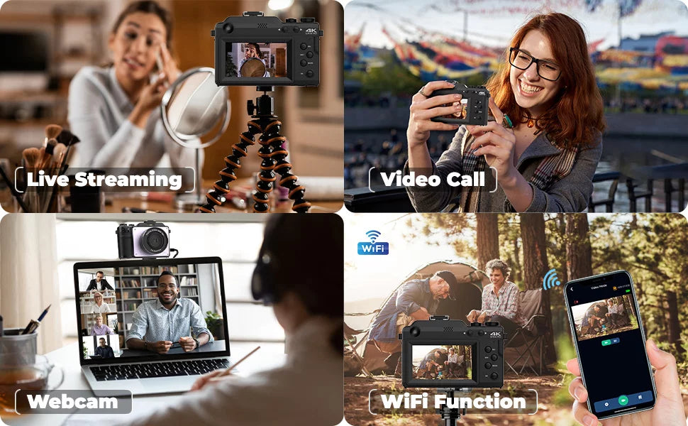 Micro Zoom,3.0-inch for Kids/Teens/Beginners(Black) Camera Video Digital OIEXI with Cameras,18X Front for and Card,Rechargeable 48MP Dual Digital Screen,32GB Rear Camera Photography,4K Battery,Camera