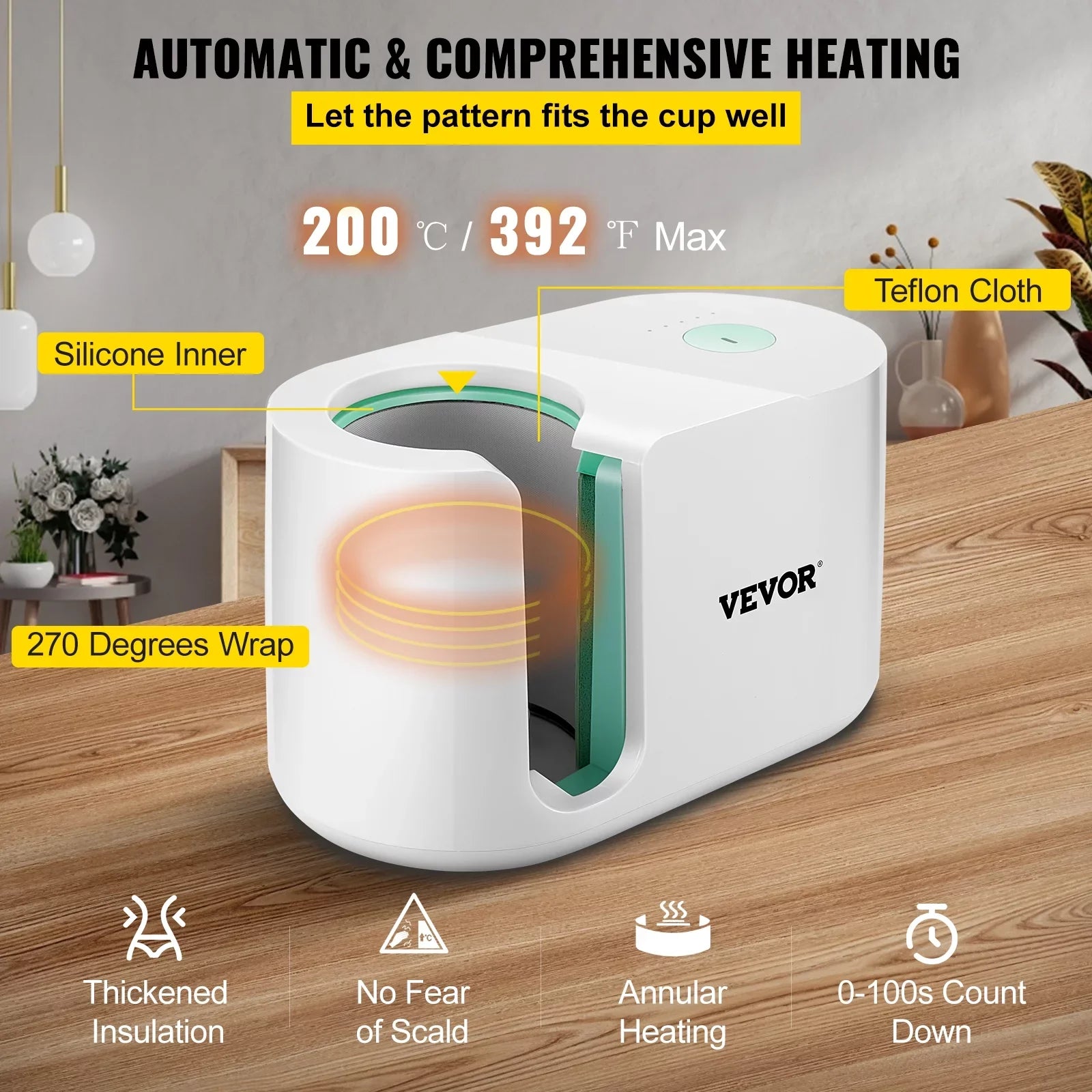 with 11-15oz, VEVOR Press Sublimation DIY Mug Heat Coffee Mug Press Press Portable Easy Transfer Machine Automatic Mug Family Pro Machine, Presser Friends Gi as Button, Presents Cup Printing One-touch