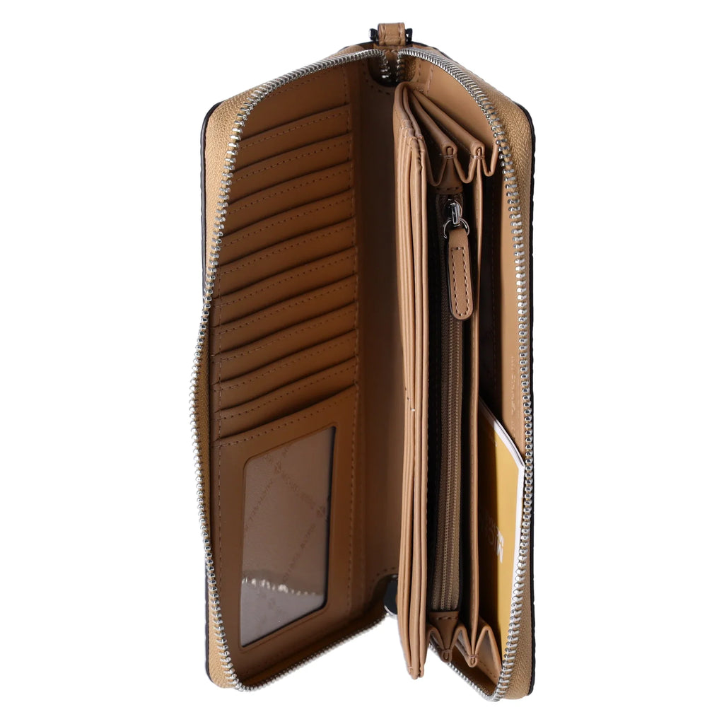 Embossed Travel Continental Croc Wallet Camel Set Large Kors Michael Jet