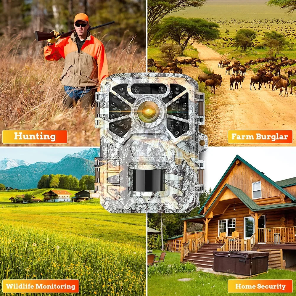 Hunting Wide Game with with Wildlife 30MP Lens Monitoring, 120° 2k Camera, Trail Waterproof Farm Infrared Monitor Angle Camera Surveillance, Night Trail Vision