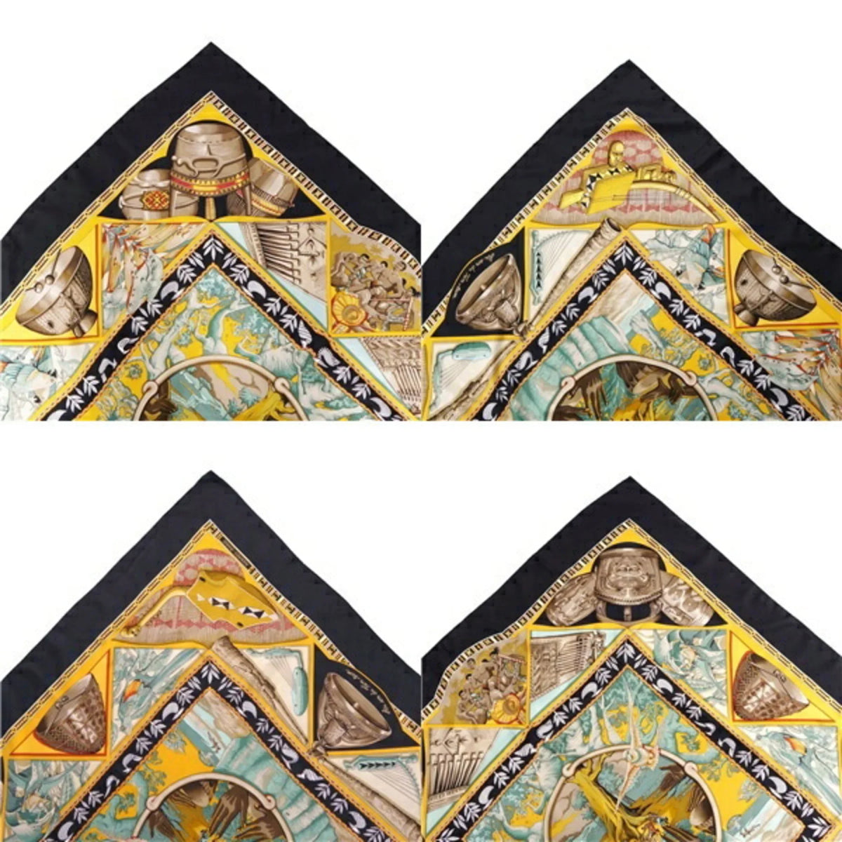 Au (Good) du Pre-Owned Carre HERMES ladies Muffler color silk Scarf 100% Tam To Son sound tam of 90 multi the