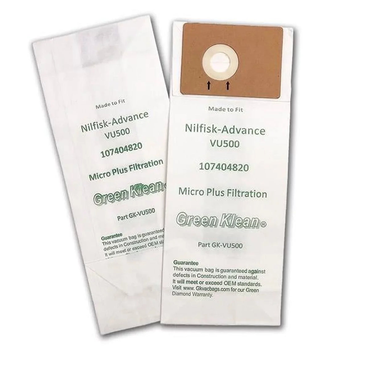 VU500 Bags, 10 Uprights Green Klean Vacuum 12 15 & Replacement Bags Advance
