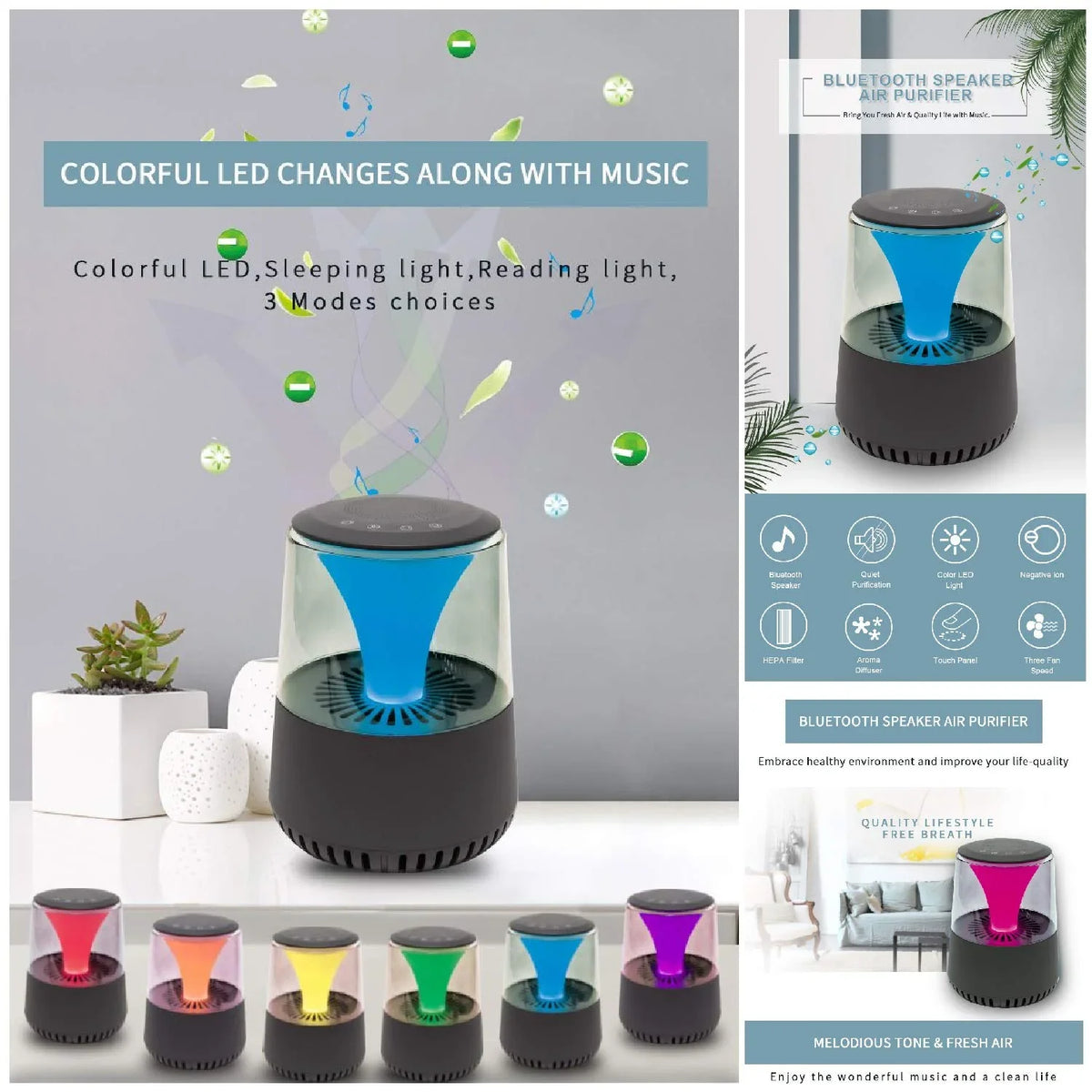 Settings HEPA Filter Quiet Air with Operation, WBM Smart Fan Smart AR-04 3 Purifier