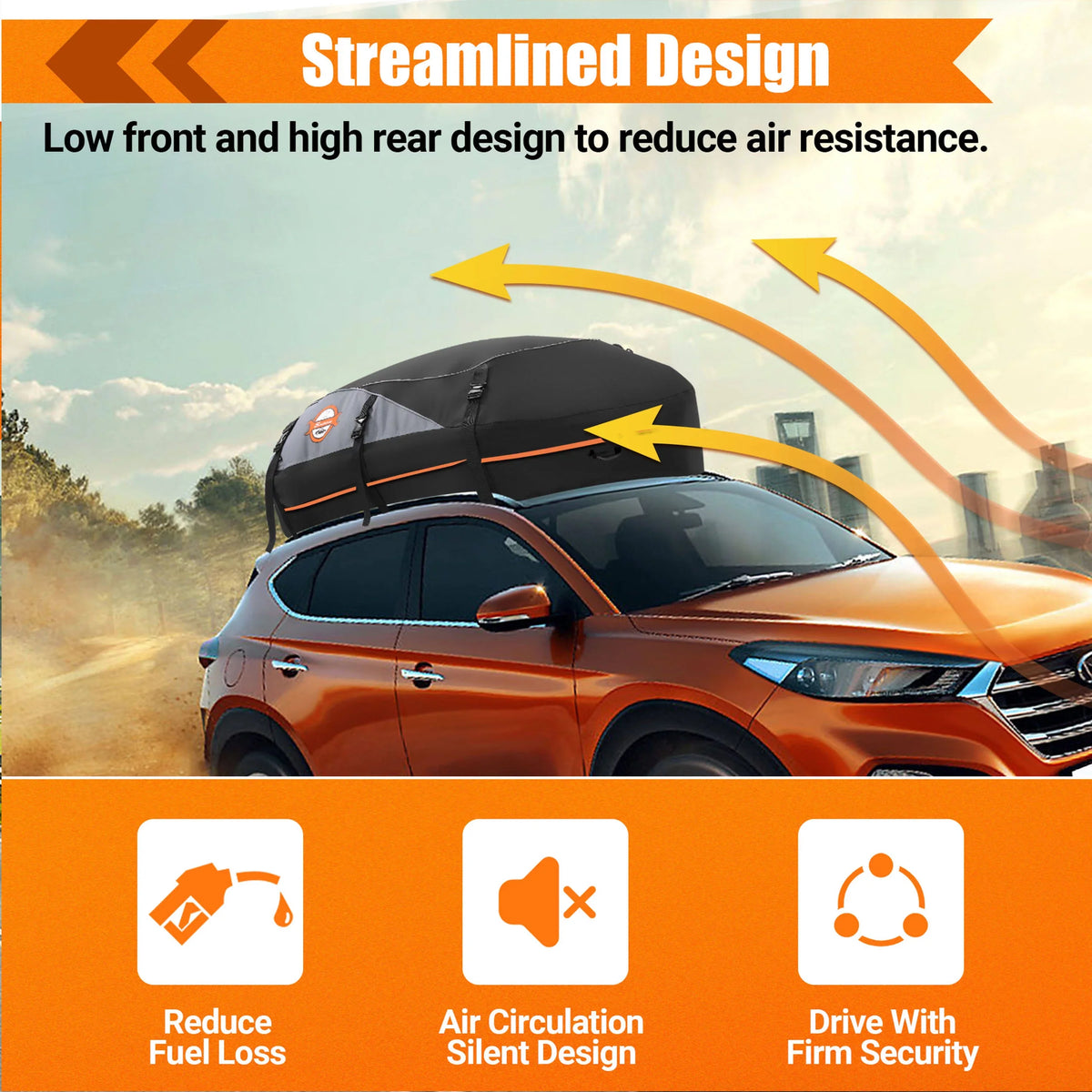 ft Car Adnoom Bag Cargo Car 100% Carrier, Car Bag Luggage Rooftop Bag, 16 Cu Black, Soft Sided Orange Roof Carrier Waterproof Top Storage