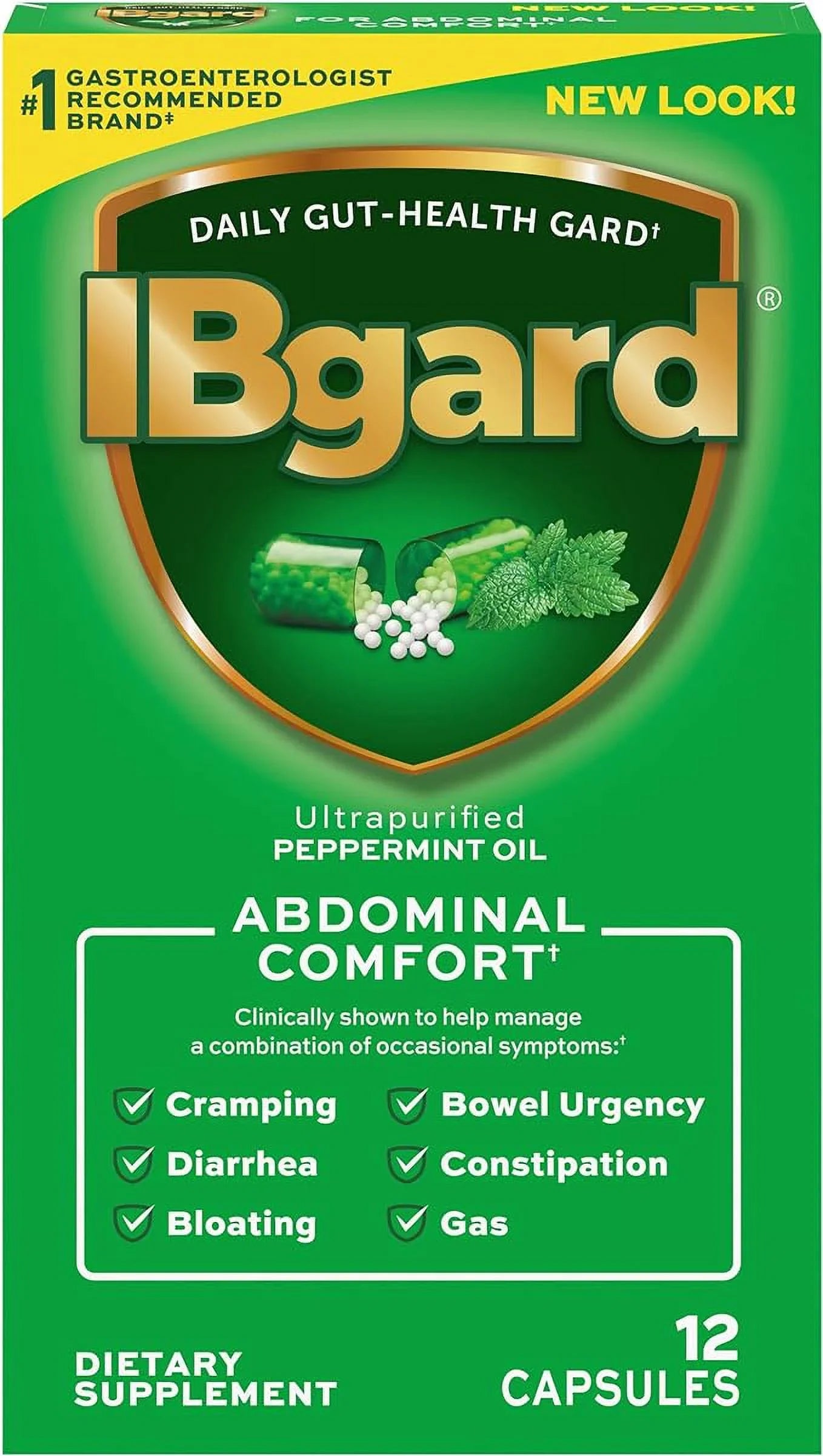 Relief Good Purified Small IBgard Bowel Peppermint (IBS) First Bloating Gas 12 Timers Irritable Box Capsules Ultra Oil for 90mg Syndrome for