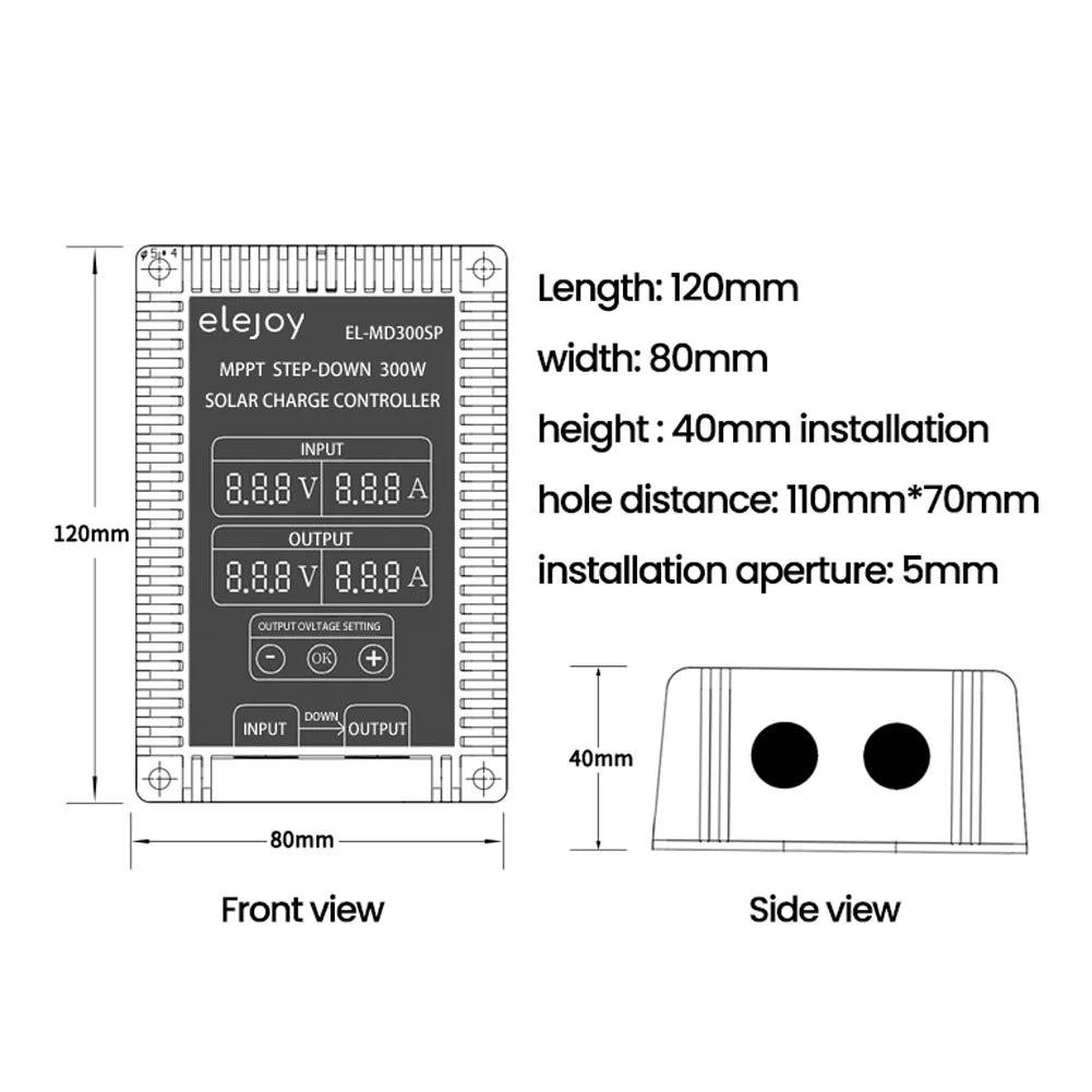 Controller Voltage Adjustable Mppt Waterproof Dustproof 200W/300W/400W Led Display Output Tracking Step-Down Battery 10~30V Recharging (Optional) Tomshoo Real-Time Solar