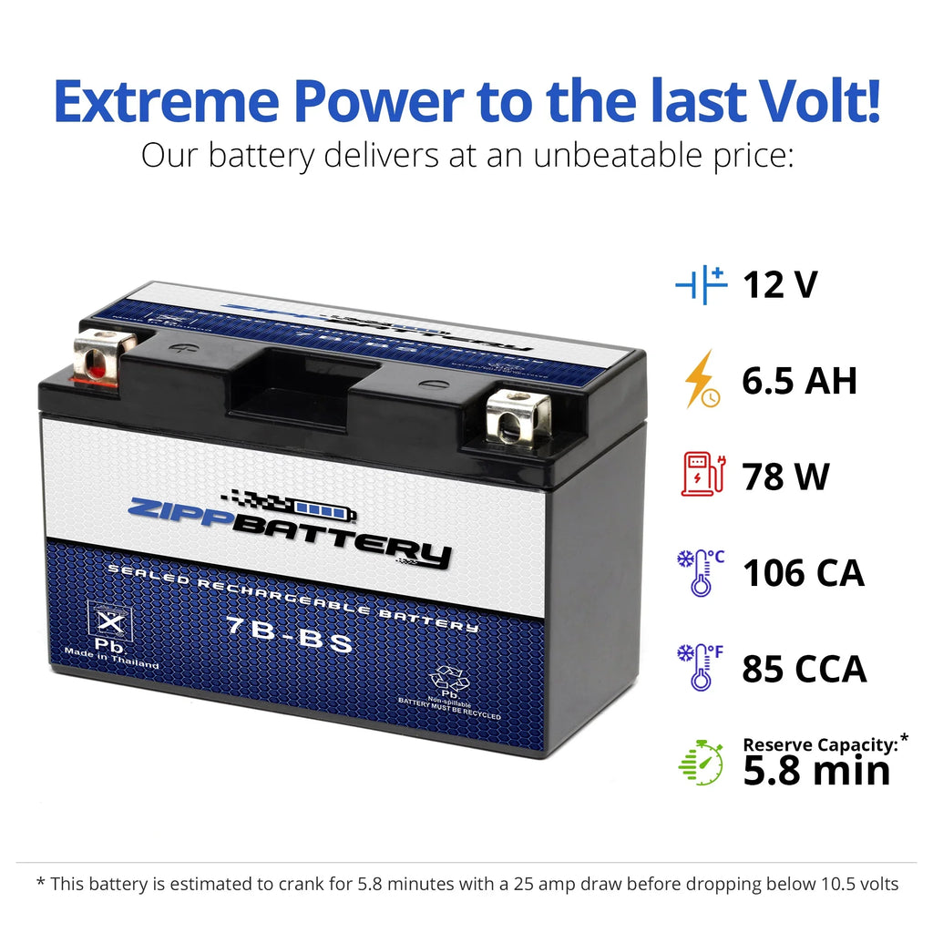 Suzuki Performance Battery - For Drz400Sm Agm Yt7B-Bs High 2008 Motorcycle