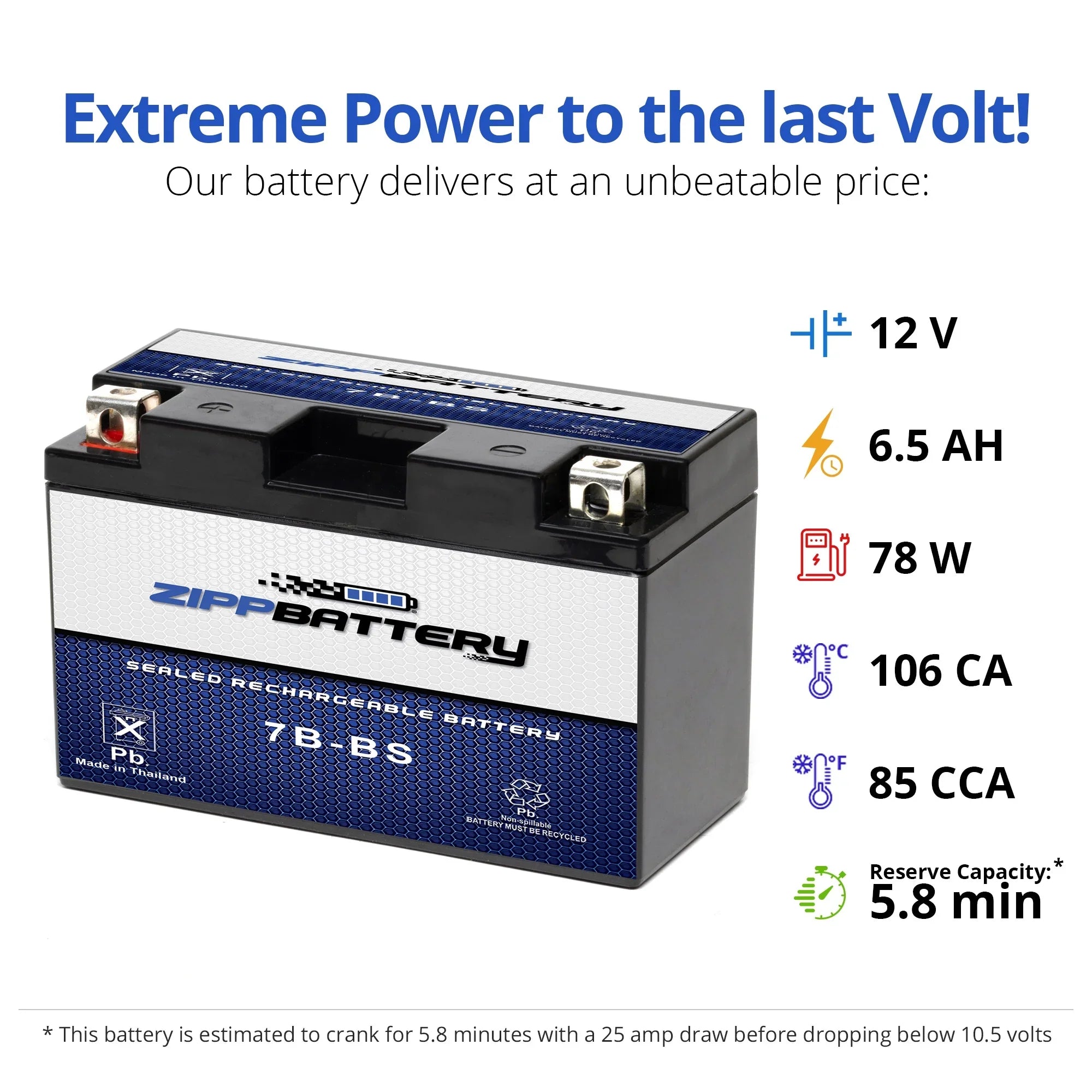 Suzuki Performance Battery - For Drz400Sm Agm Yt7B-Bs High 2008 Motorcycle