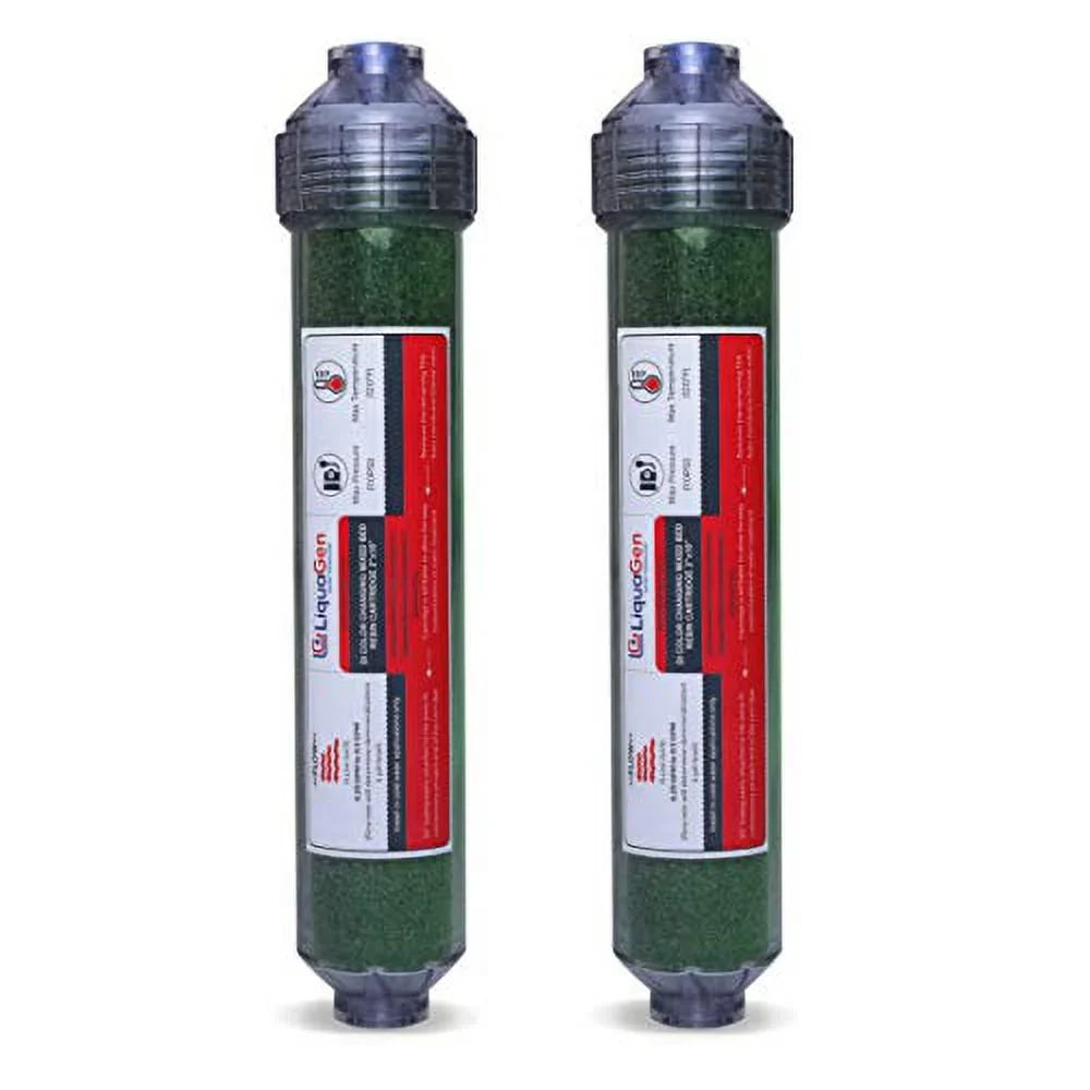 Zero - LiquaGen Ultrapure TDS Systems | Easy Water Pack for Canisters Deionization | Inline Replacement for Engineered RO/DI Universal 2 Change 1/4" Filter (DI) Inlets -