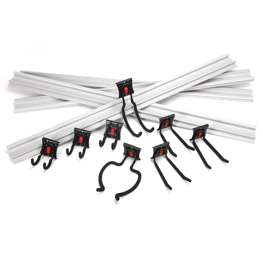 Snap Organizer Kit Rail 12-Piece System Quick-Release Hyper Tough Garage