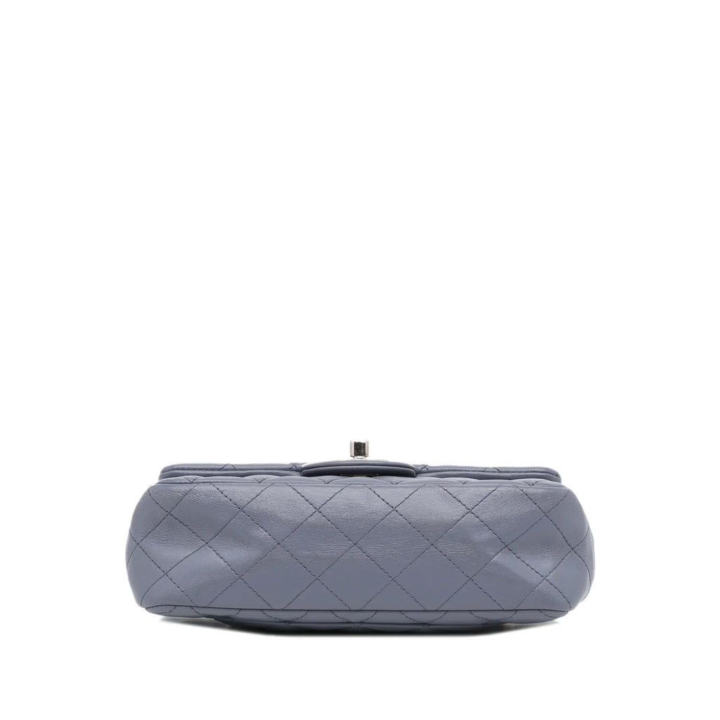 Classic Chanel Mini Flap Leather Lambskin Pre-Owned Authenticated (Fair) Single Bag Unisex Crossbody Rectangular Gray