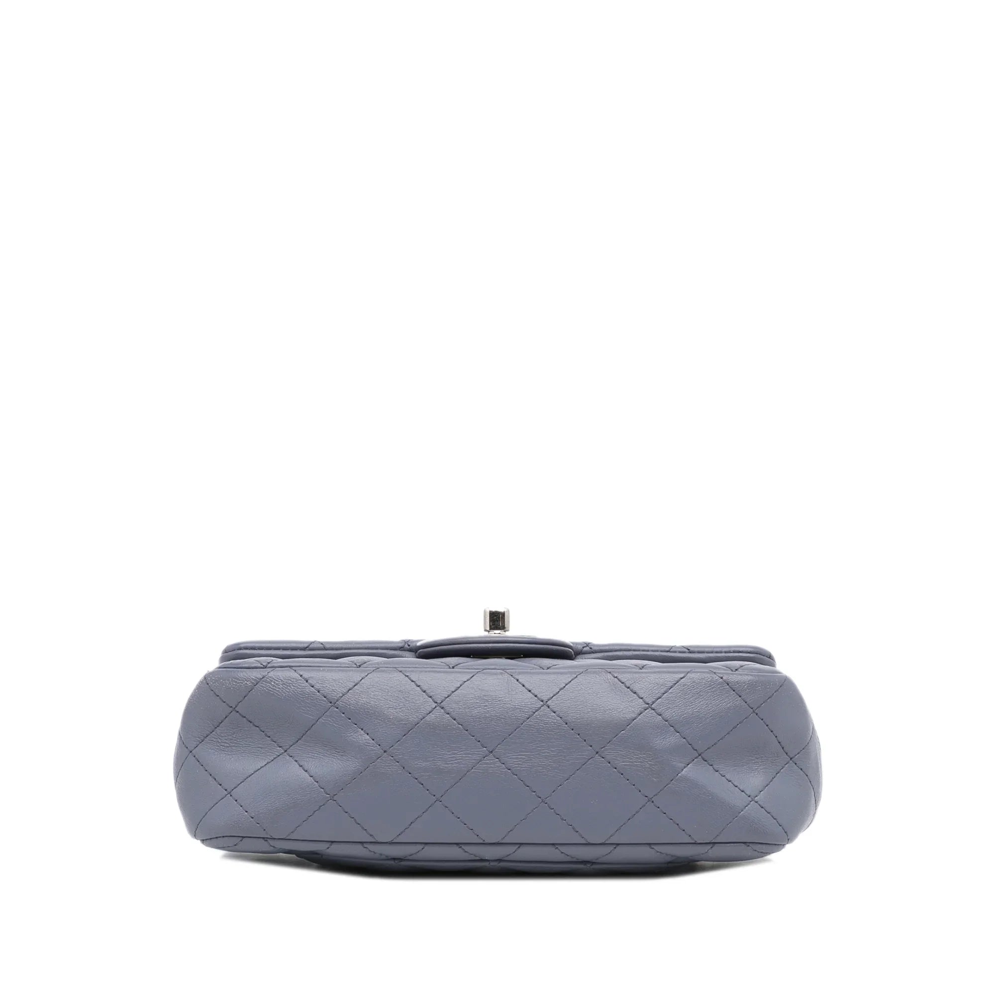 Classic Chanel Mini Flap Leather Lambskin Pre-Owned Authenticated (Fair) Single Bag Unisex Crossbody Rectangular Gray
