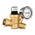 RV Inlet with Lead-Free Travel Ideal Pressure Gauge and 0-160PSI Adjustable for Water Valve Screened Filter, and Regulator Brass, Trailers -