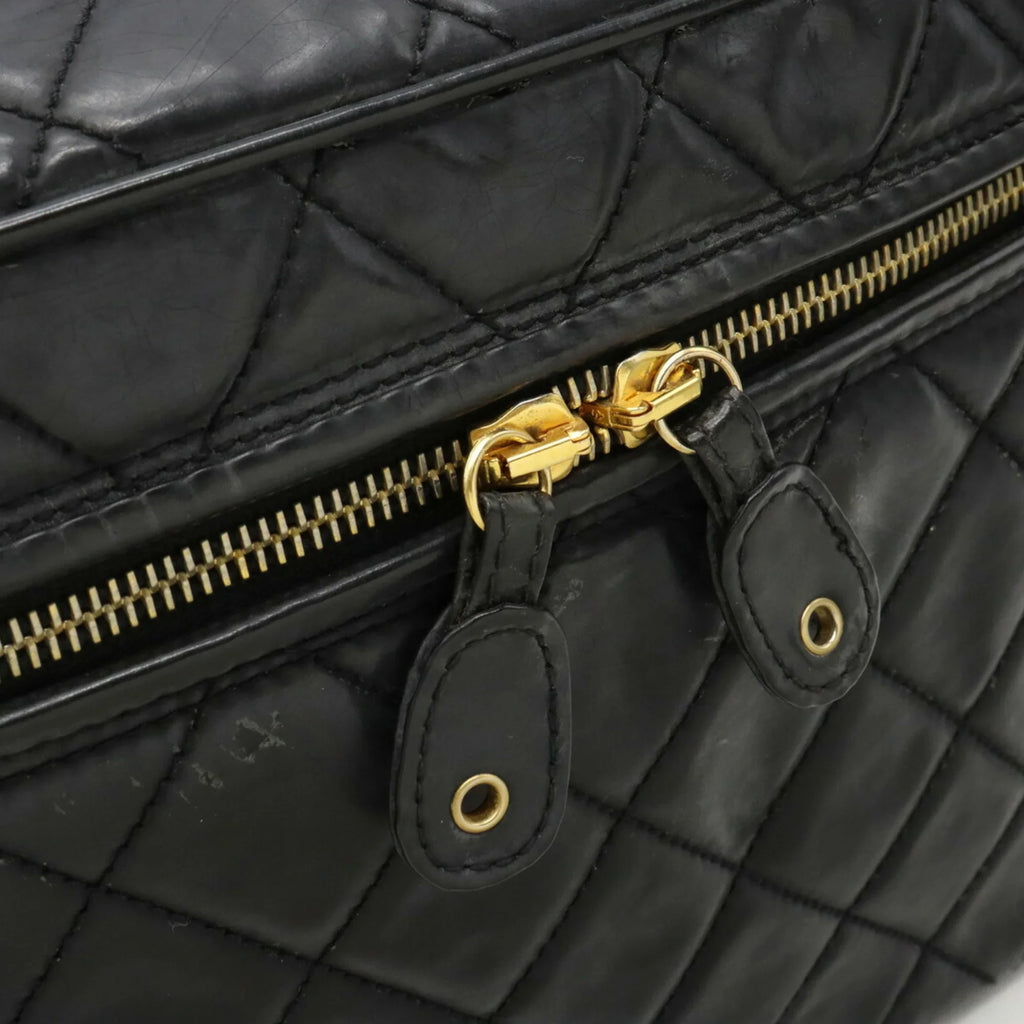 Leather Coco CHANEL Black (Fair) Handbag Shoulder Vanity Pre-Owned Mark Chanel Matelasse Bag