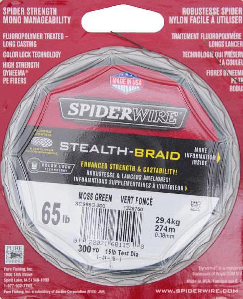 Green, Superline, 29.4kg SpiderWire | Moss Fishing 65lb Stealth® Line