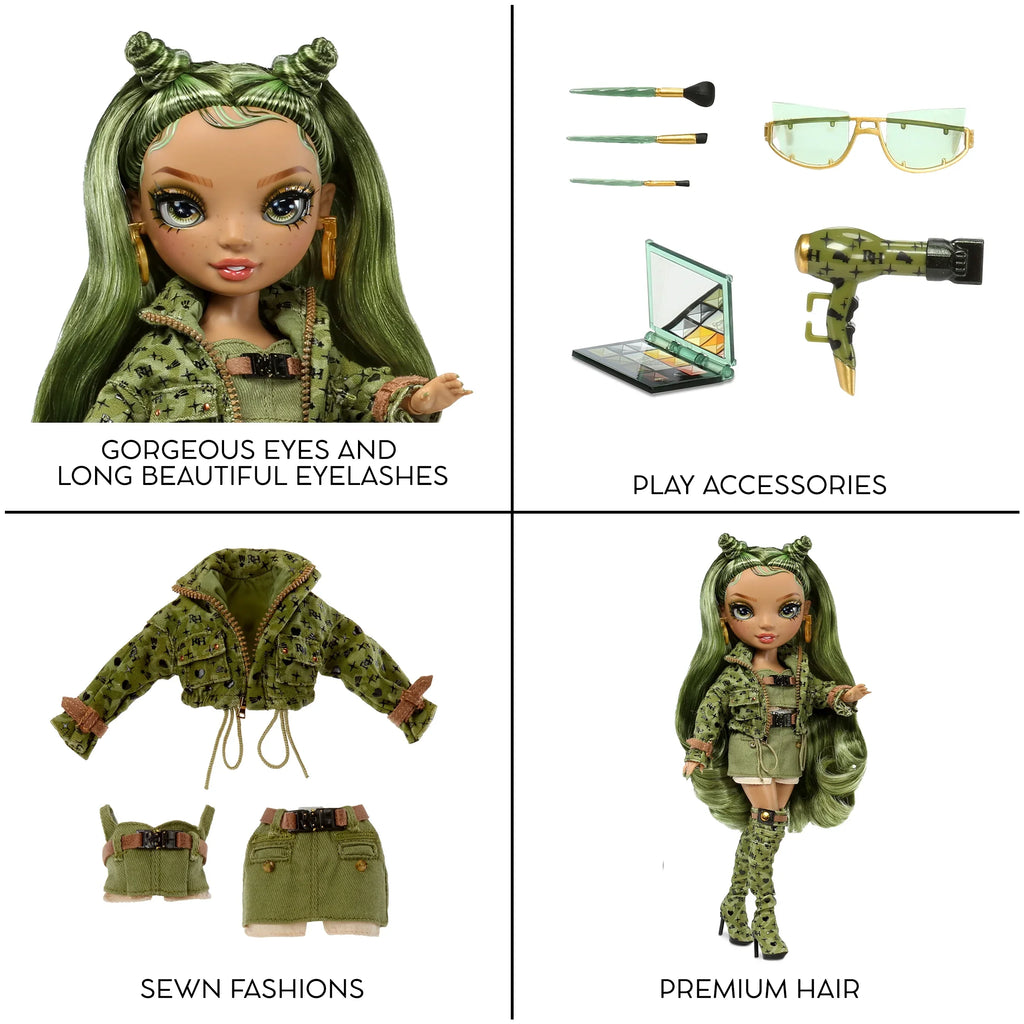 Kids Accessories. Doll, Rainbow Play and Years 4-12 Gift Camo & Colorful Outfit Collectors Fashion Olivia, Green High Old 10+