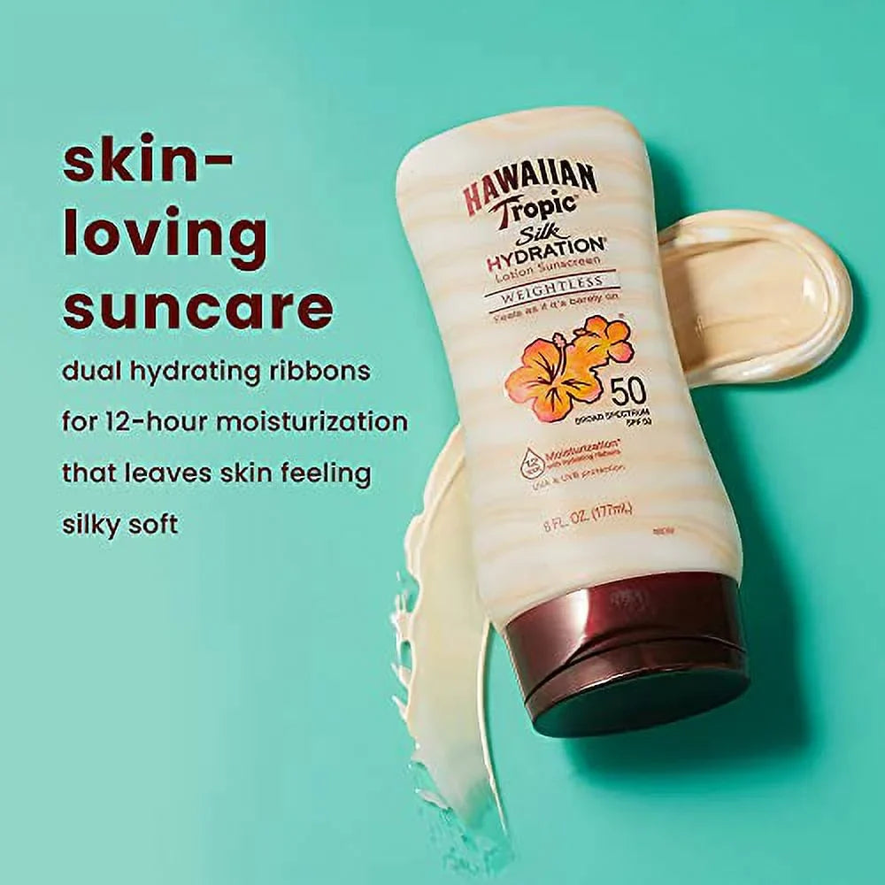 Sunscreen Tropic 6 Silk Fl SPF Oz, Lotion, Broad Spectrum Twin Pack Hawaiian Hydration Weightless Moisturizing 30 Sunscreen,