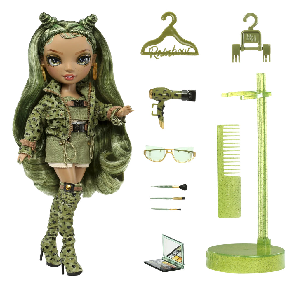 Kids Accessories. Doll, Rainbow Play and Years 4-12 Gift Camo & Colorful Outfit Collectors Fashion Olivia, Green High Old 10+